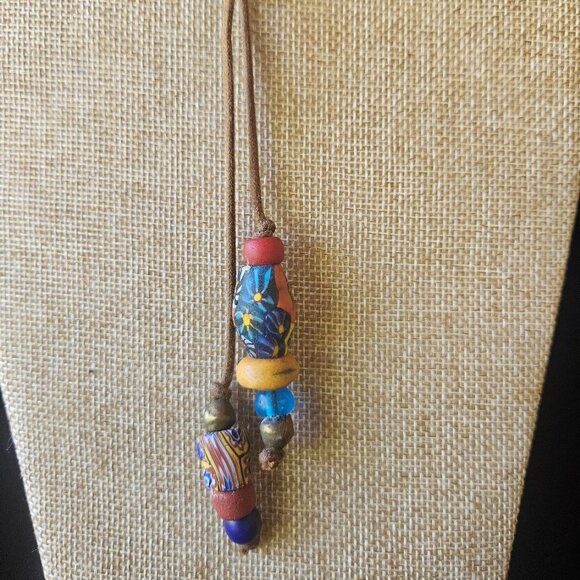 Vintage Trade Bead Lariat Necklace - Picture 2 of 4